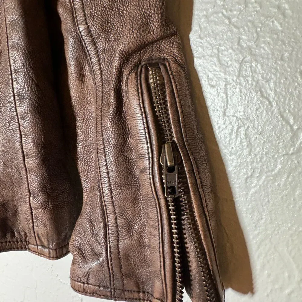 FREE PEOPLE We The‎ Free Jealousy Washed Wine Vegan Moto Jacket Size XS NWT